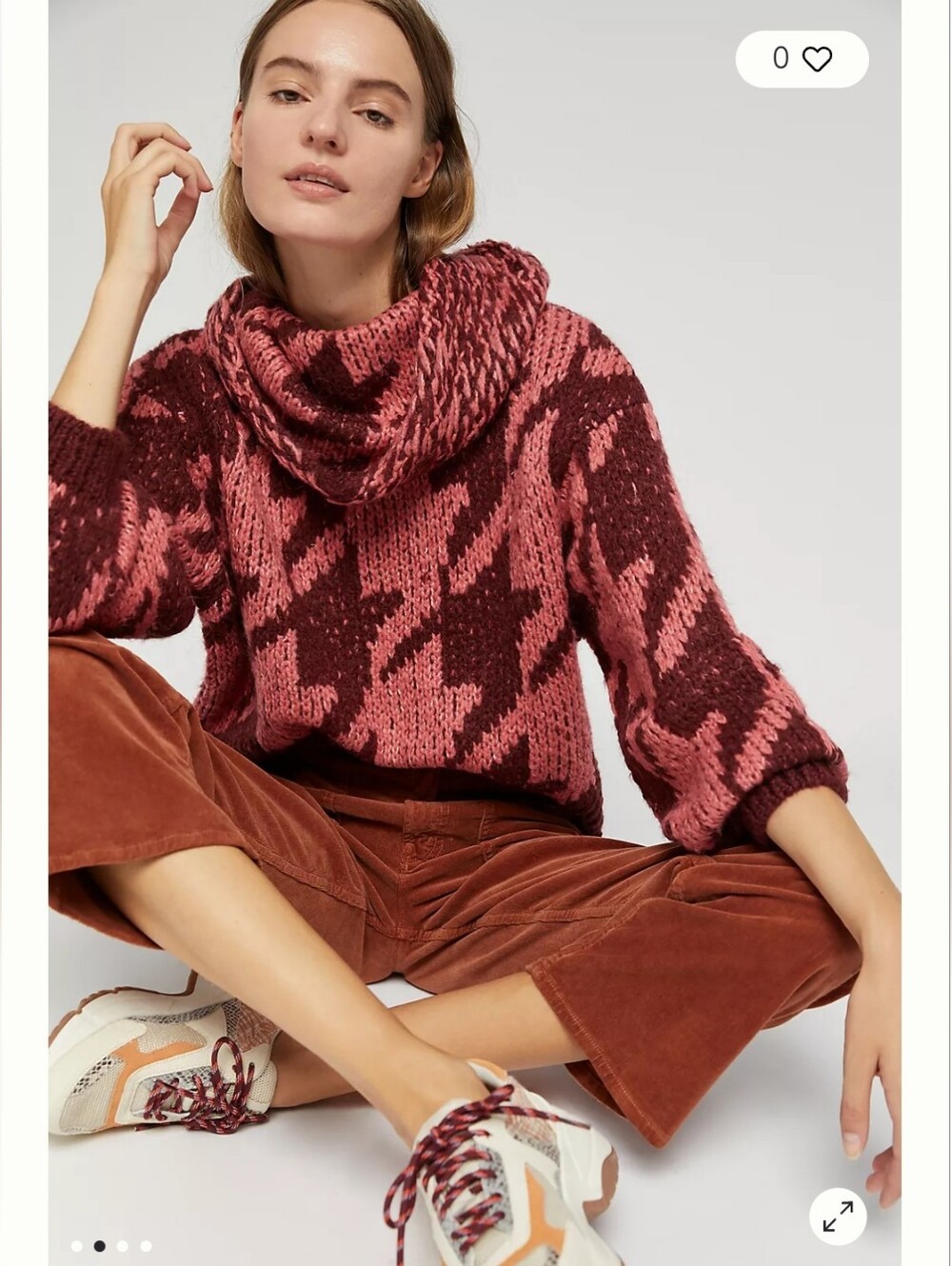 Anthropologie NWTs Ginny Oversized Houndstooth Sweater